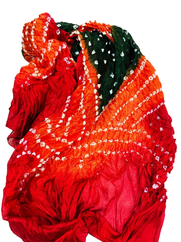 PK HUB Jaipuri Rajasthani Women's Art Silk Bandhej Bandhani  Multi-colored Dupattas for Women and Girls - FREE SIZE