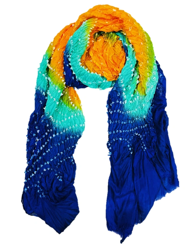 PK HUB Jaipuri Rajasthani Women's Art Silk Bandhej Bandhani  Multi-colored Dupattas for Women and Girls - FREE SIZE
