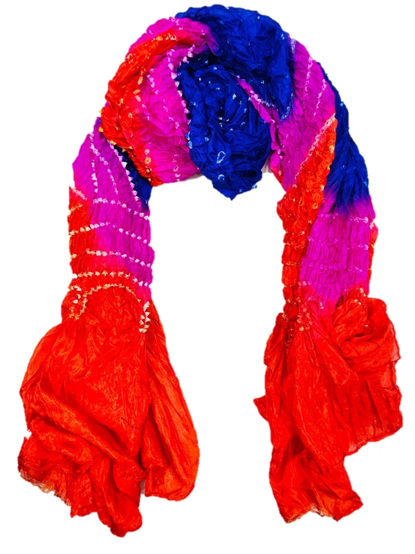 PK HUB Jaipuri Rajasthani Women's Art Silk Bandhej Bandhani  Multi-colored Dupattas for Women and Girls - FREE SIZE