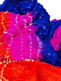 PK HUB Jaipuri Rajasthani Women's Art Silk Bandhej Bandhani  Multi-colored Dupattas for Women and Girls - FREE SIZE