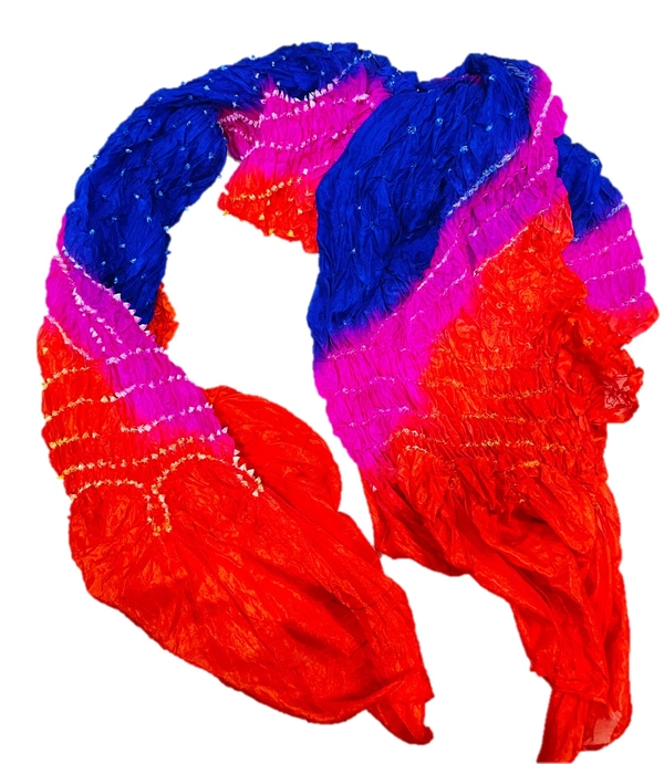 PK HUB Jaipuri Rajasthani Women's Art Silk Bandhej Bandhani  Multi-colored Dupattas for Women and Girls - FREE SIZE