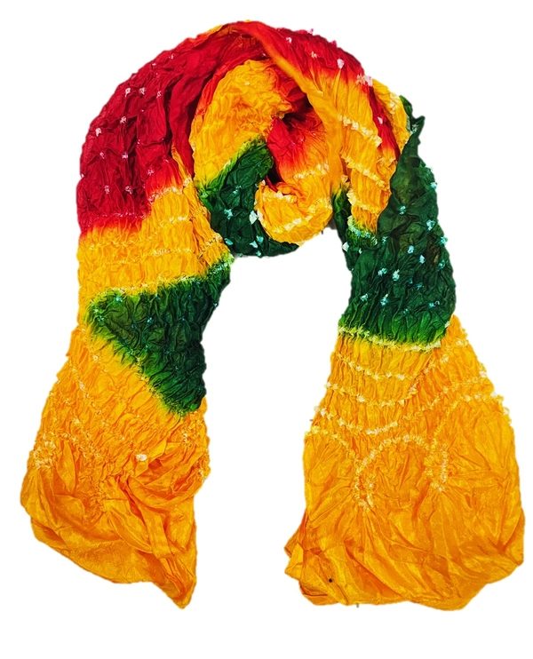 PK HUB Jaipuri Rajasthani Women's Art Silk Bandhej Bandhani  Multi-colored Dupattas for Women and Girls - FREE SIZE