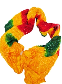 PK HUB Jaipuri Rajasthani Women's Art Silk Bandhej Bandhani  Multi-colored Dupattas for Women and Girls - FREE SIZE