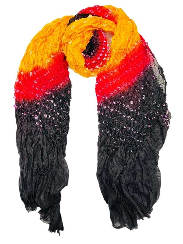 PK HUB Jaipuri Rajasthani Women's Art Silk Bandhej Bandhani  Multi-colored Dupattas for Women and Girls - FREE SIZE