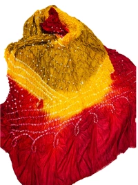 PK HUB Jaipuri Rajasthani Women's Art Silk Bandhej Bandhani  Multi-colored Dupattas for Women and Girls - FREE SIZE
