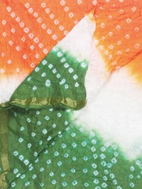 PK HUB Tiranga Bandhini Silk  Women Dupatta for Independence Day - FREE SIZE