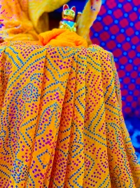 PK HUB Women's Chiffon BANDHANI Saree With Blouse Piece - Yellow