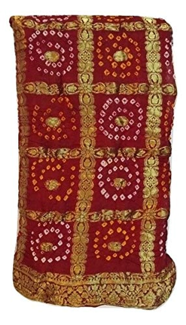 PK HUB Women's Jaipuri Rajasthani Art Silk Bandhani Bandhej Banarasi Gharchola Saree(Marron) - Maroon