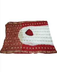 PK HUB Women's Jaipuri Rajasthani Art Silk Bandhani Bandhej Banarasi Gharchola Saree(Marron) - Maroon