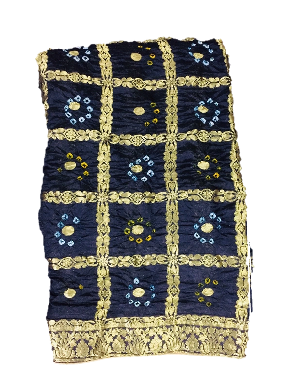 PK HUB Women's Jaipuri Rajasthani Art Silk Bandhani Bandhej Banarasi Gharchola Saree(black) - Black