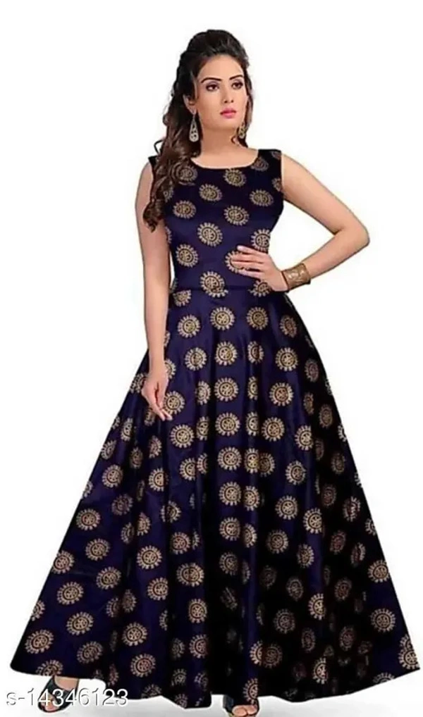 PK HUB Women's Rayon Floral Printed Blue Anarkali Kurta - XL, Blue