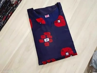PK HUB Women's Rayon Floral Printed Blue Anarkali Kurta - L, Navy Blue