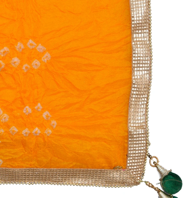 PK HUB Women's Silk Bandhej Multicolor Dupatta - FREE SIZE, Yellow