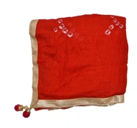 PK HUB Women's Silk Bandhej Multicolor Dupatta - FREE SIZE, Red
