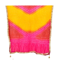 PK HUB Women's Silk Bandhej Multicolor Dupatta - FREE SIZE, Multicolor