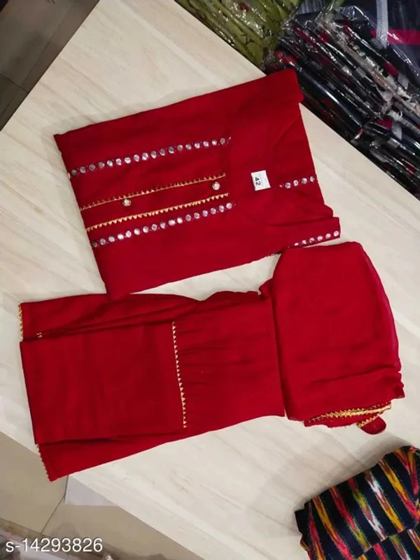 PK HUB Women's Solid Party Wear Kurta Set with Sharara - M, Red