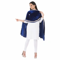 PK HUB Women's Velvet Gota Patti Dupatta (1Pc Dupatta Only, 30 Inches x 2.25 MTRS) - FREE SIZE, Blue