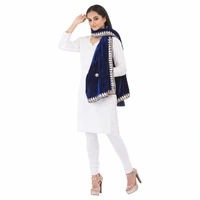 PK HUB Women's Velvet Gota Patti Dupatta (1Pc Dupatta Only, 30 Inches x 2.25 MTRS) - FREE SIZE, Blue
