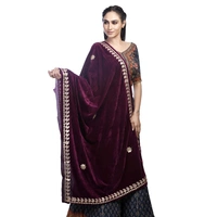 PK HUB Women's Velvet Gota Patti Dupatta (1Pc Dupatta Only, 30 Inches x 2.25 MTRS) - FREE SIZE, Purple