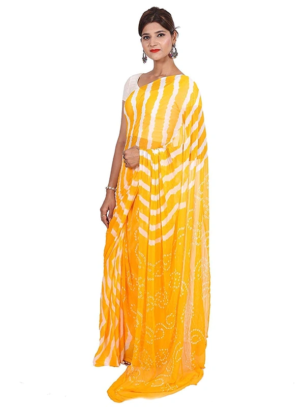 PK HUB  Women Banarasi Doller butti Silk Bandhani Saree - Red / White