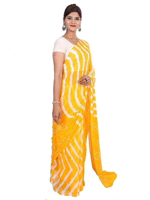 PK HUB  Women Banarasi Doller butti Silk Bandhani Saree - Red / White