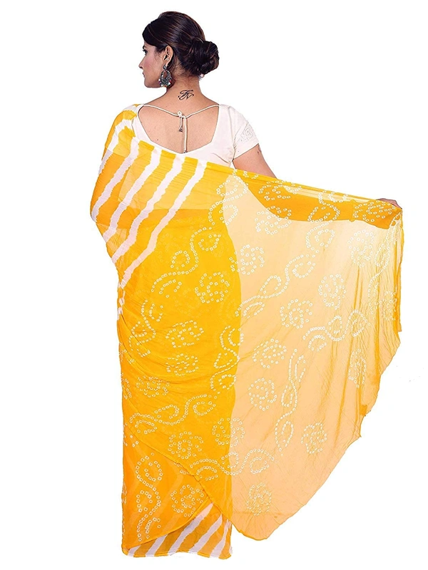 PK HUB  Women Banarasi Doller butti Silk Bandhani Saree - Red / White