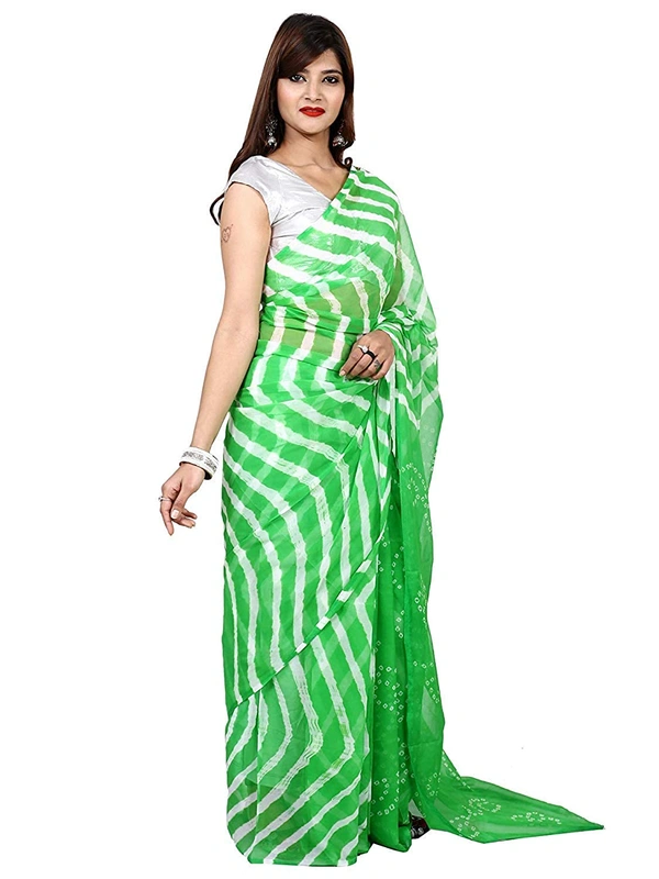 PK HUB  Women Banarasi Doller butti Silk Bandhani Saree - Red / Yellow