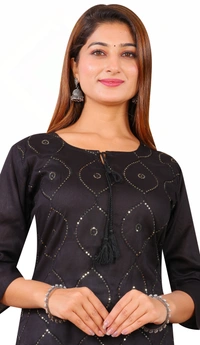 PK HUB Women Embroidered Straight Kurta, Rayon Embroidered Straight Kurtis for Women and Girls blue and black - XL, Black