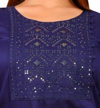 PK HUB Women Embroidered Straight Kurta, Rayon Embroidered Straight Kurtis for Women and Girls blue and black - XXL, Blue