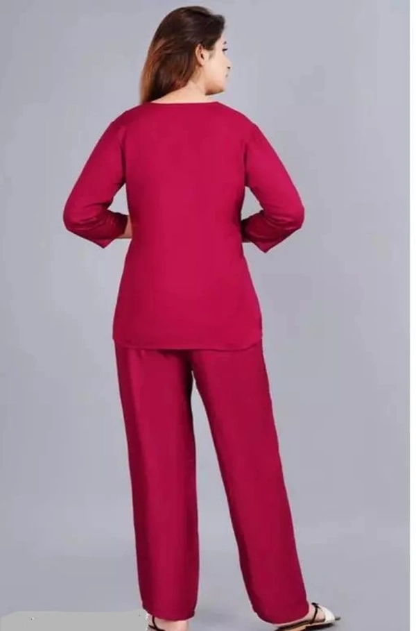 PK HUB Women soft Reyon night suit kurta with pant - XL, Maroon
