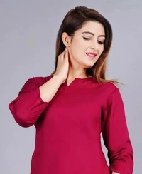 PK HUB Women soft Reyon night suit kurta with pant - XL, Maroon