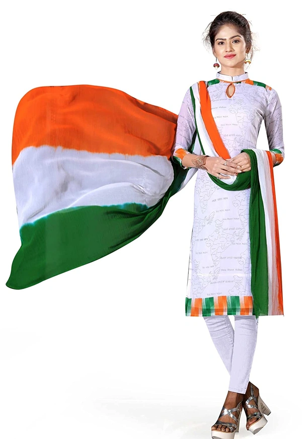 PK HUB Womens Chiffon Dupatta Tricolour - Tiranga (Republic/Independence Day Special) - FREE SIZE
