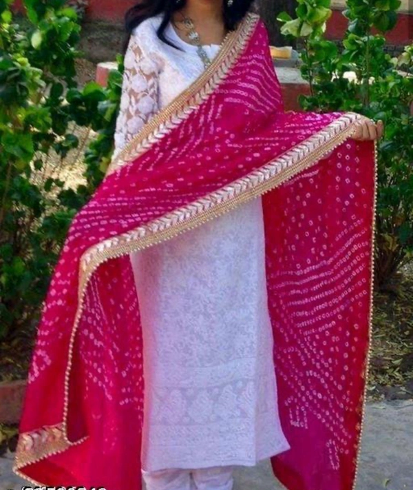 PK HUB Women's Silk Jaipuri Rajasthani Bandhani Bandhej Heavy Dupatta - Free Size, Pink