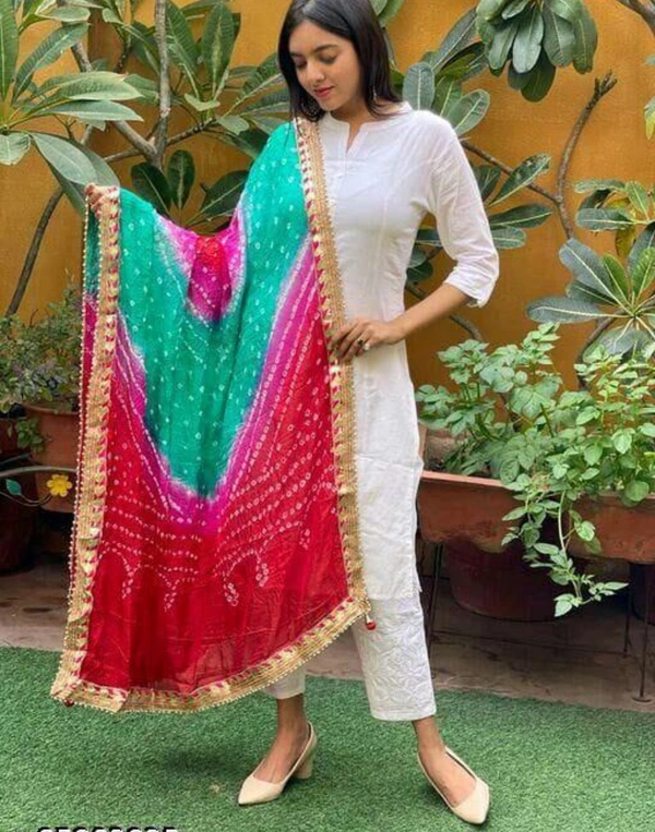 PK HUB Women's Silk Jaipuri Rajasthani Bandhani Bandhej Heavy Dupatta - Free Size, Multicolor