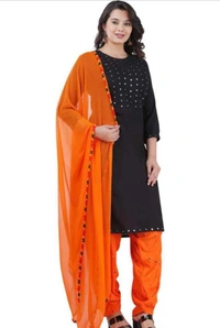 PK HUB Women’s Reyon Readymade Salwar Suit Set. Embroidery work  Kurti salwar Dupatta Set Latest - XXL, Black