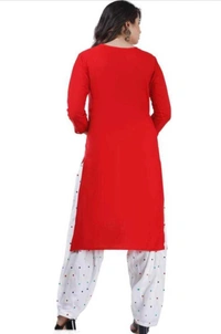 PK HUB Women’s Reyon Readymade Salwar Suit Set. Embroidery work  Kurti salwar Dupatta Set Latest - XXL, Red