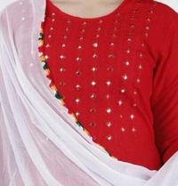 PK HUB Women’s Reyon Readymade Salwar Suit Set. Embroidery work  Kurti salwar Dupatta Set Latest - XXL, Red