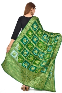 PK HUB® Women's Art Silk Banarasi Bandhej Ghatchola Dupatta (2.5 - mtr) - FREE SIZE, Green