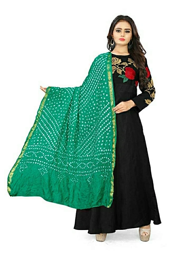 PK HUB®  women's BANDHANI SILK dupatta with BANDHEJ work panna"40" and length 2.40 meter - FREE SIZE, Mint Green