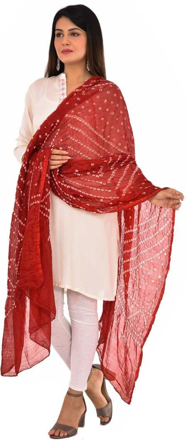 PK HUB®  women's BANDHANI SILK dupatta with BANDHEJ work panna"40" and length 2.40 meter - FREE SIZE, Maroon