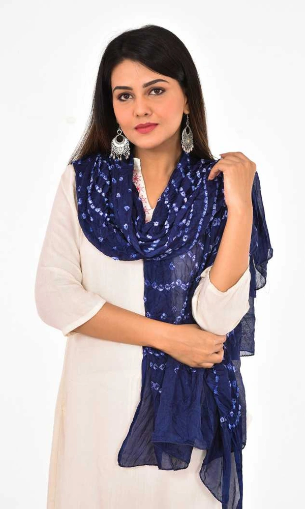 PK HUB®  women's BANDHANI SILK dupatta with BANDHEJ work panna"40" and length 2.40 meter - FREE SIZE, Navy Blue