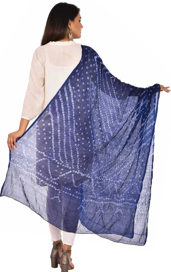 PK HUB®  women's BANDHANI SILK dupatta with BANDHEJ work panna"40" and length 2.40 meter - FREE SIZE, Navy Blue