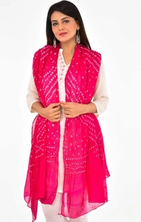 PK HUB®  women's BANDHANI SILK dupatta with BANDHEJ work panna"40" and length 2.40 meter - FREE SIZE, Pink