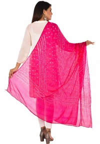 PK HUB®  women's BANDHANI SILK dupatta with BANDHEJ work panna"40" and length 2.40 meter - FREE SIZE, Pink