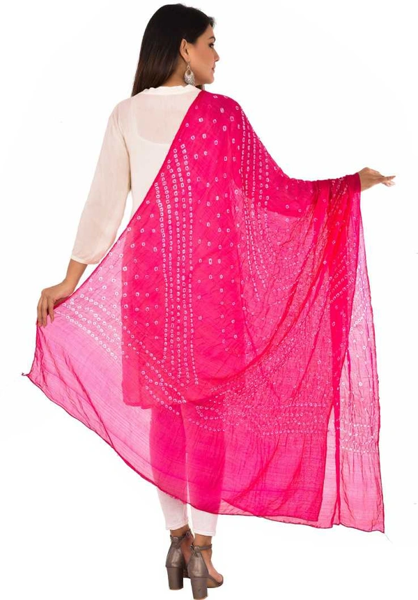 PK HUB®  women's BANDHANI SILK dupatta with BANDHEJ work panna"40" and length 2.40 meter - FREE SIZE, Pink