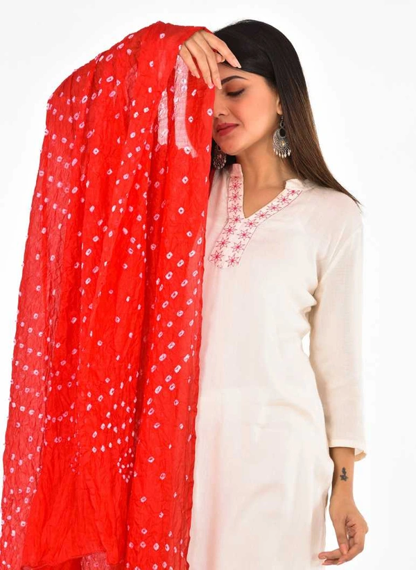 PK HUB®  women's BANDHANI SILK dupatta with BANDHEJ work panna"40" and length 2.40 meter - FREE SIZE, Red