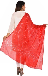 PK HUB®  women's BANDHANI SILK dupatta with BANDHEJ work panna"40" and length 2.40 meter - FREE SIZE, Red