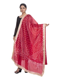 PK HUB®  women's BANDHANI SILK dupatta with BANDHEJ work panna"40" and length 2.25 meter - FREE SIZE