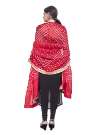PK HUB®  women's BANDHANI SILK dupatta with BANDHEJ work panna"40" and length 2.25 meter - FREE SIZE