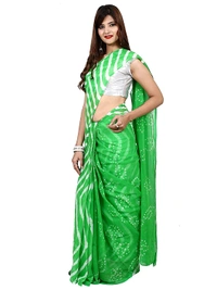 PK HUB® Women's Chiffon Bandhnai Printed Saree With Blouse Piece - Blue